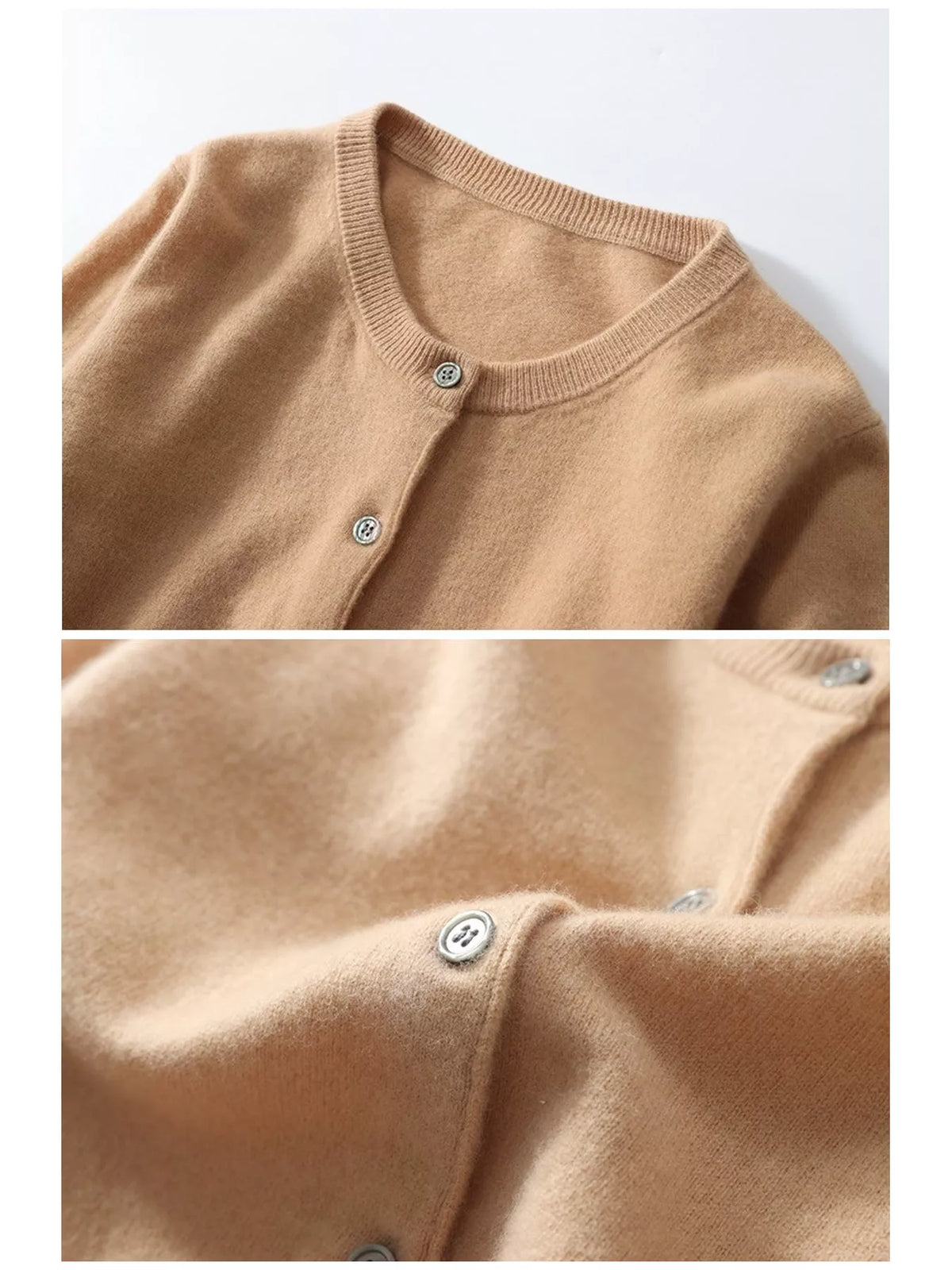Crew-Neck Button-Down Cardigan - Golden Tan - View 25