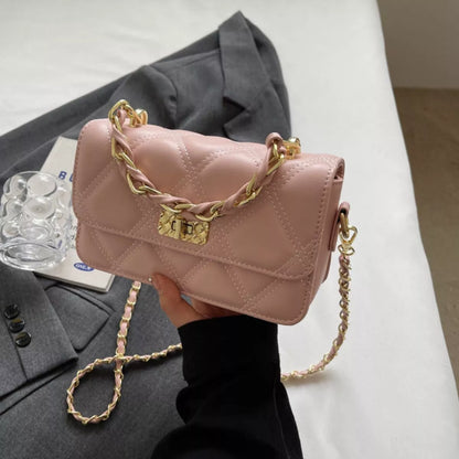 Quilted Chain Strap Crossbody Bag - Pink - View 2