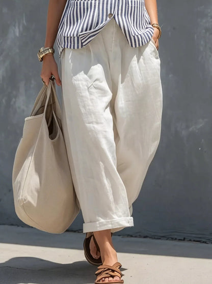 Striped Button Down Vest and Pants Set - Blue - View 3
