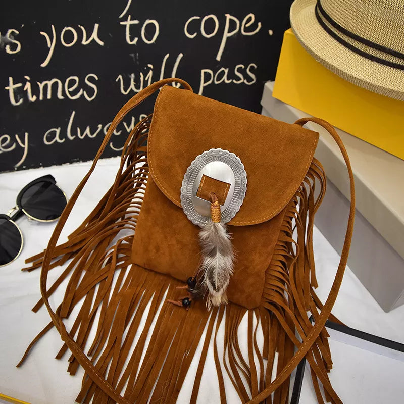 Fringe Tassel Crossbody Bag - Brown - View 4