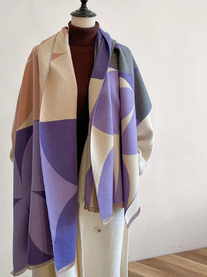 Contrast Raw Hem Scarf - Sky Blue - View 1