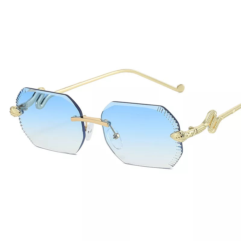 Rimless UV Protective Sunglasses - Mint Blue - View 6