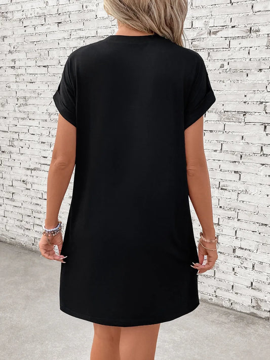 Letter Graphic Short Sleeve Mini Tee Dress - product photo 2