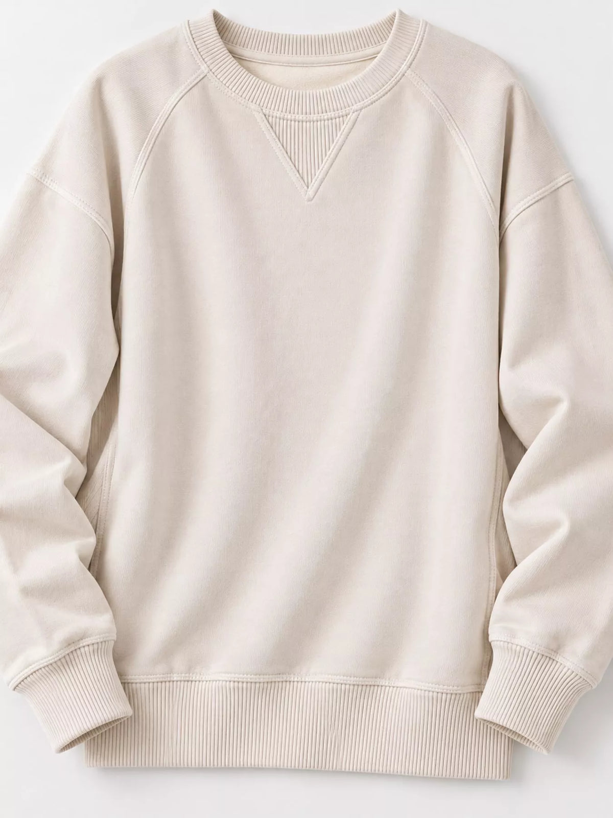 Crew Neck Raglan Sleeve Sweatshirt - Apricot - View 23