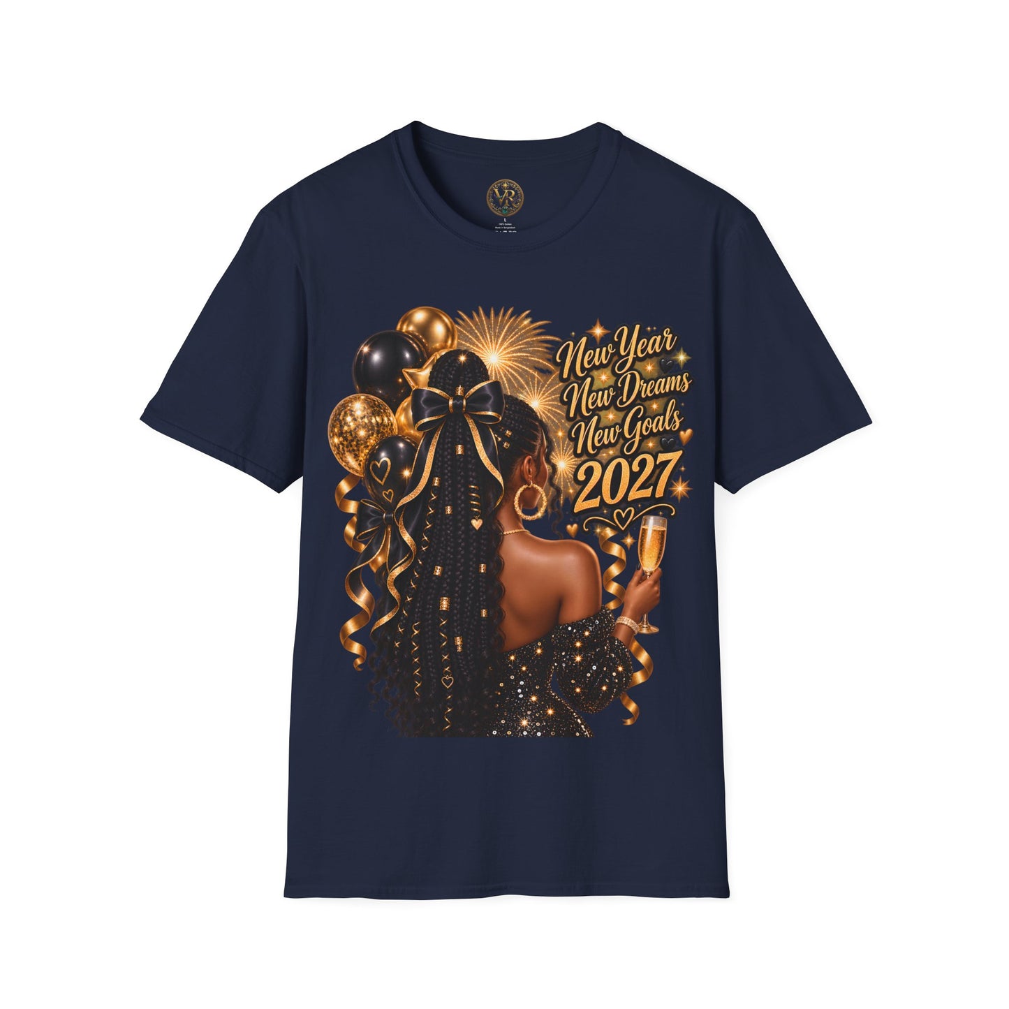 New Year 2027 Celebration Tee - Navy - product view 2 - Navy