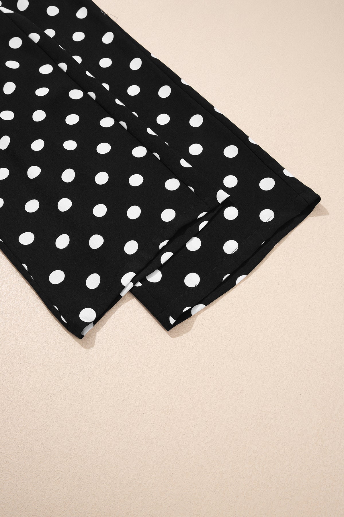 Sky Blue Polka Dot Print Patched Pocket Mid-rise Straight Leg Pants