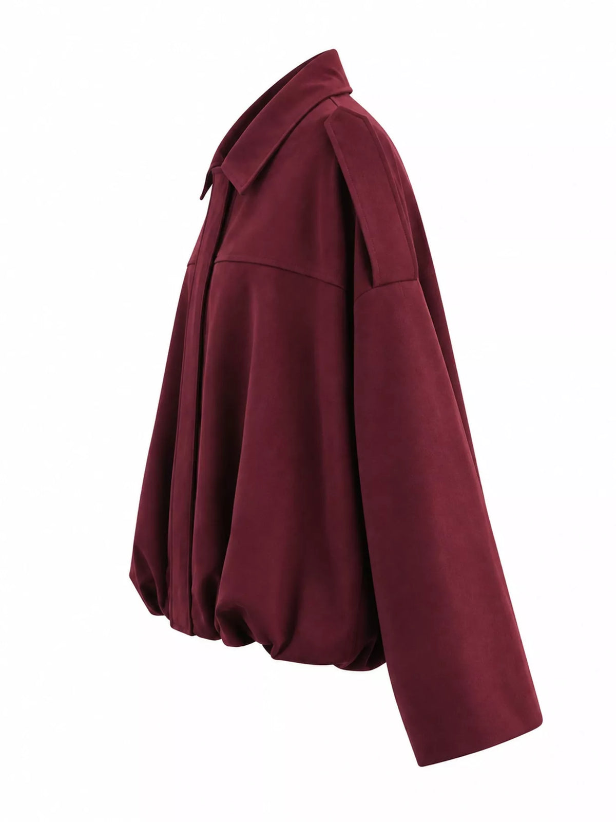 Elastic Hem Batwing Sleeve Jacket - Burgundy - View 10