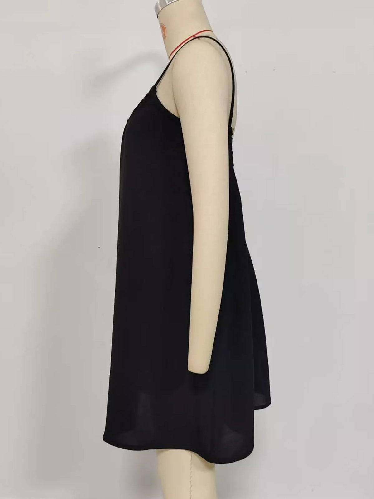 Full Size Backless Spaghetti Strap A-Line Mini Dress Plus Size - Black-Style C - View 7