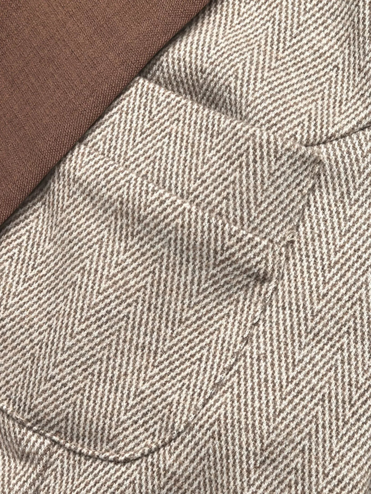 Pleated Patchwork Blazer Belt Dress - Brown - View 10