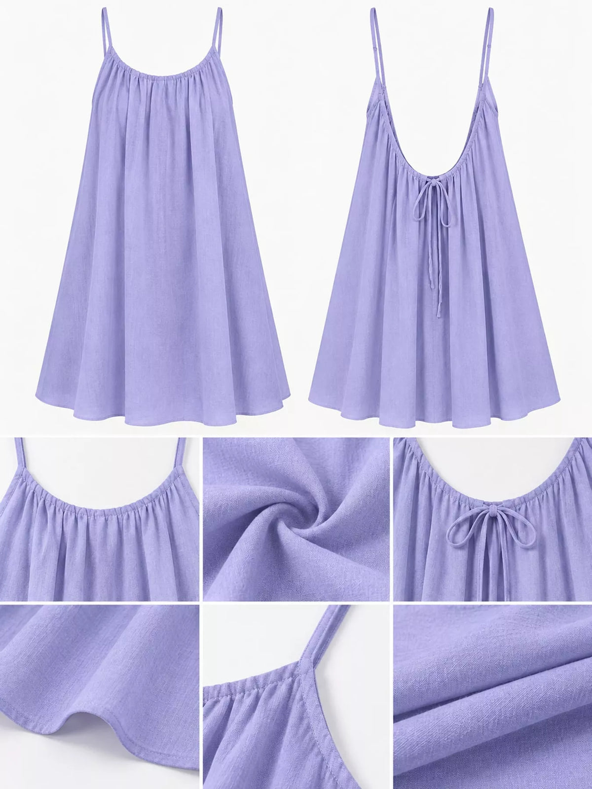 Full Size Backless Spaghetti Strap A-Line Mini Dress Plus Size - Lavender-Style C - View 95