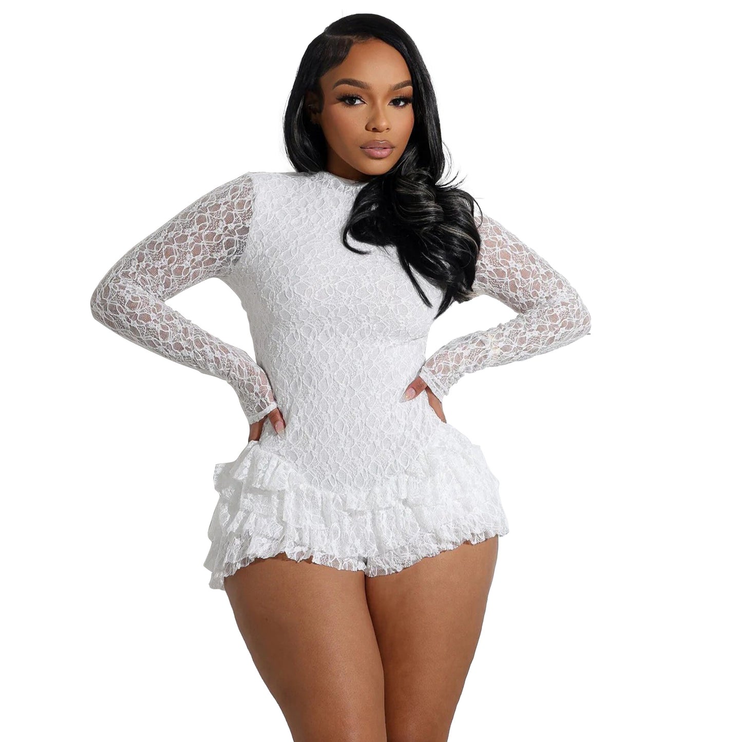 Lace long sleeved jumpsuit