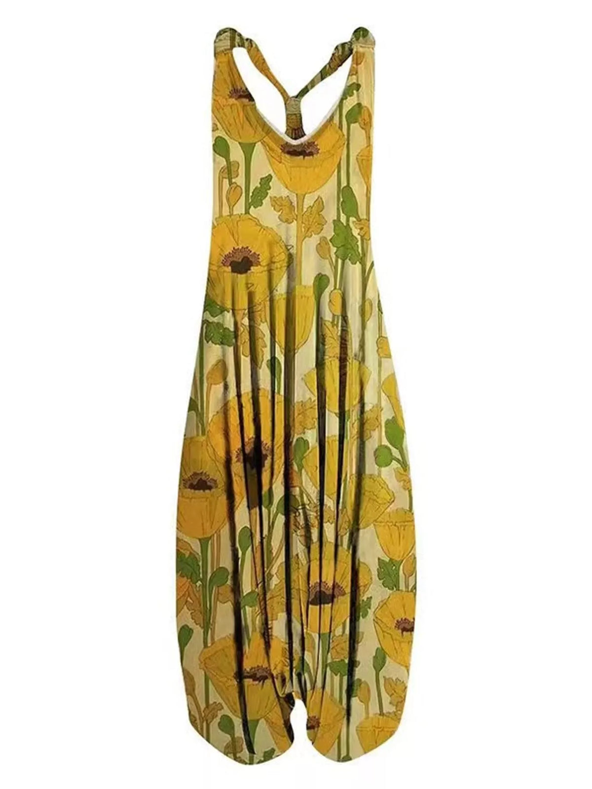 Full Size Printed V-Neck Sleeveless Jumpsuit Plus Size - 6- - View 74