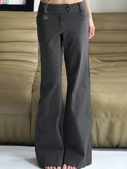 Loose Fit Flare Pants - Dark Gray - View 3