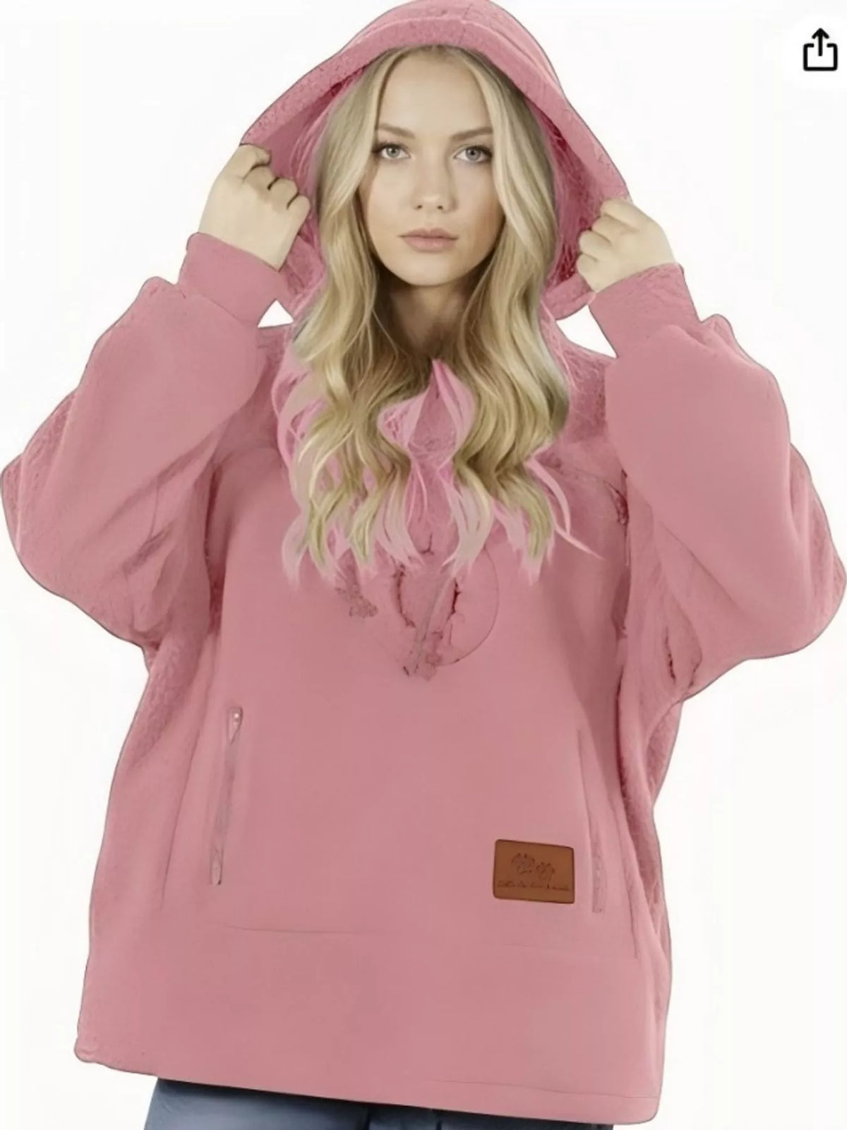Full Size Fleece Pet-Carrying Hoodie with Cat Pouch Plus Size - Lotus Color - View 9