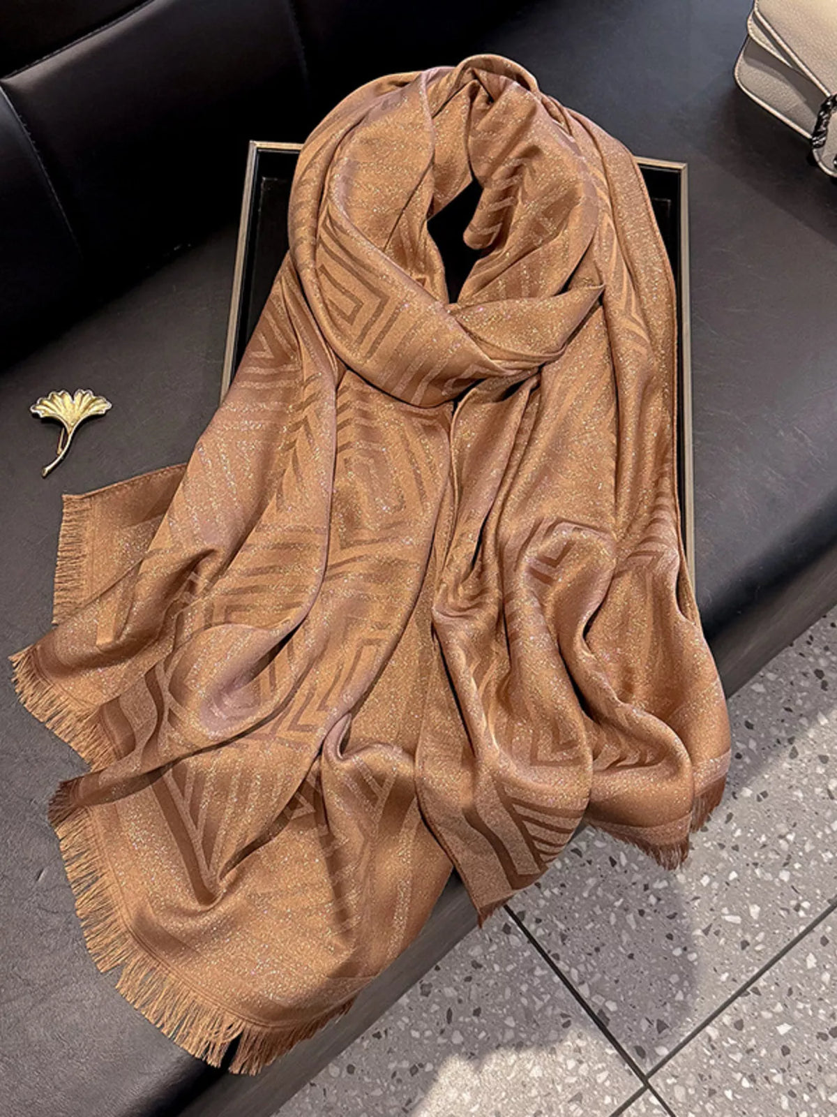 Raw Hem Lightweight Scarf - Coffee - View 3