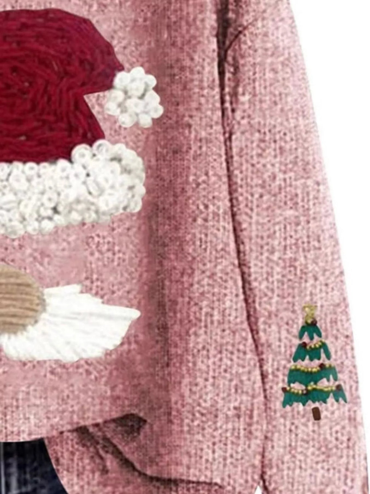 Christmas Graphic Dropped Shoulder Sweater - Pink - View 2