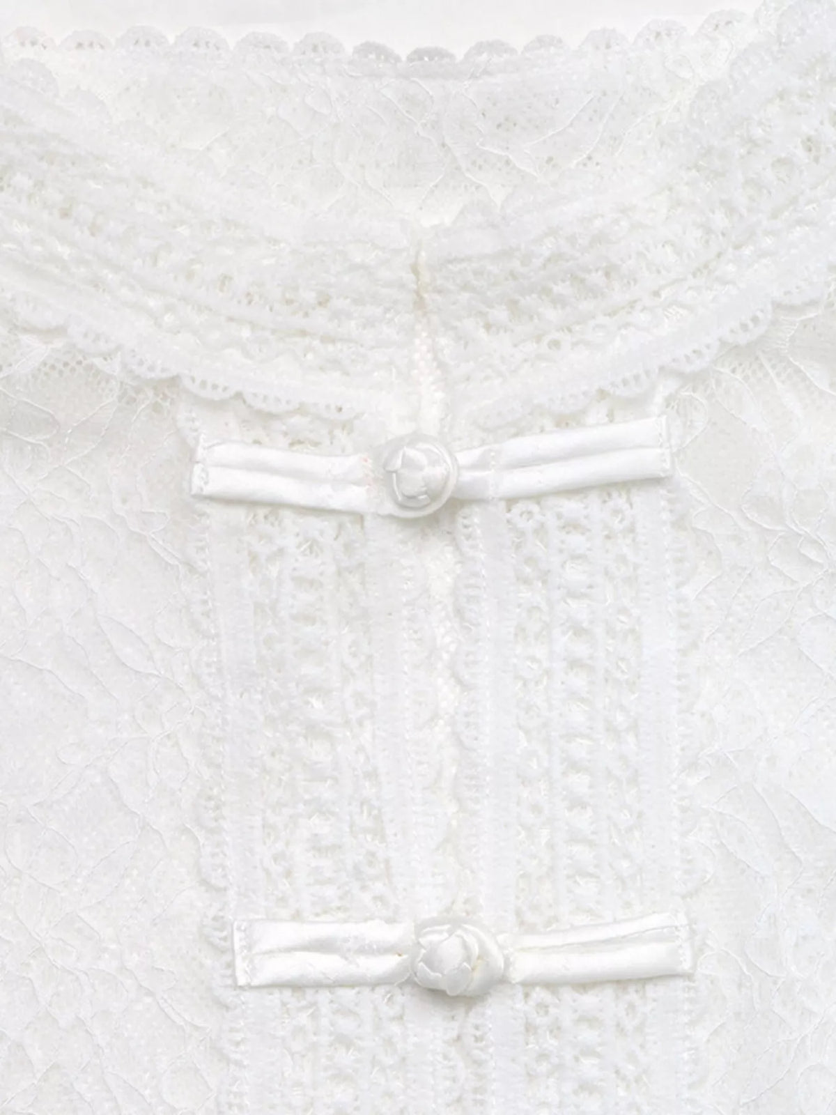 Lace Chinese Style Button Shirt - White - View 6