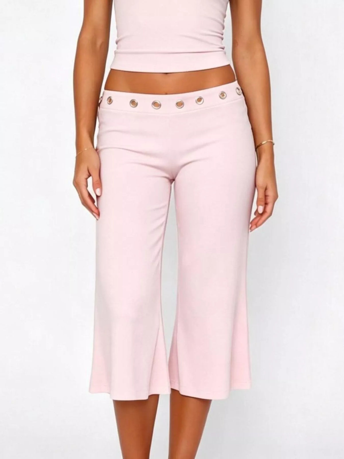 Mid Rise Capris Pants - Pink - View 23