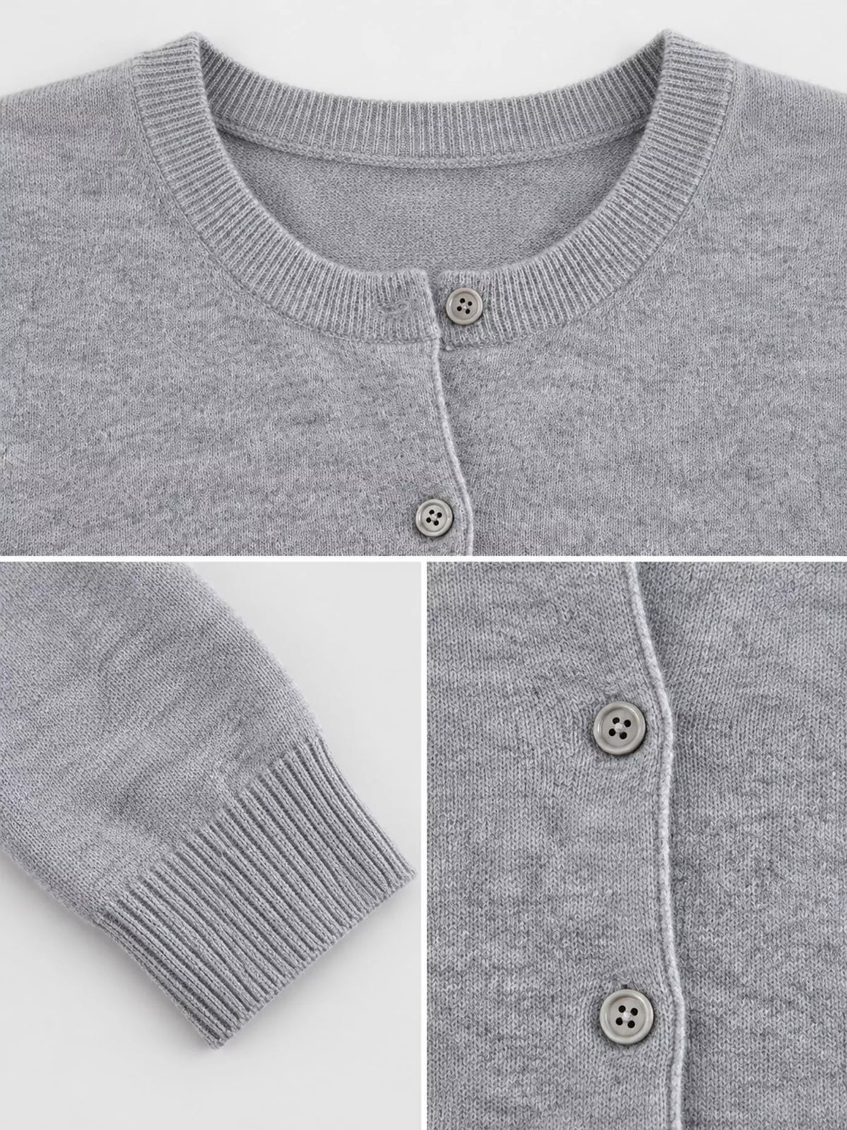 Crew-Neck Button-Down Cardigan - Medium Gray - View 58