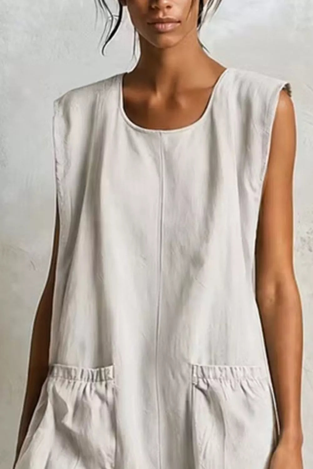 Full Size Ruffled Hem Sleeveless Mini Dress Plus Size - White - View 2