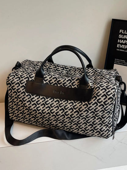 Geometric Pattern Travel Bag - Black - View 3
