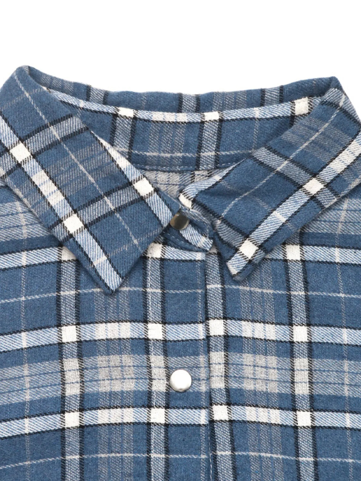 Plaid Button Up Long Sleeve Shirt - Blue - View 6