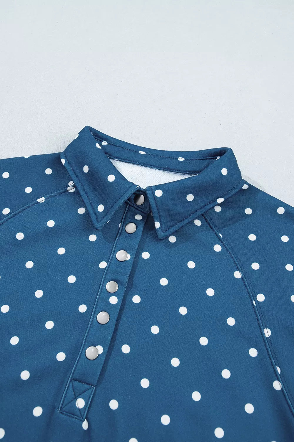 Polka Dot Snap-Button Sweatshirt - Dusty Blue - View 4