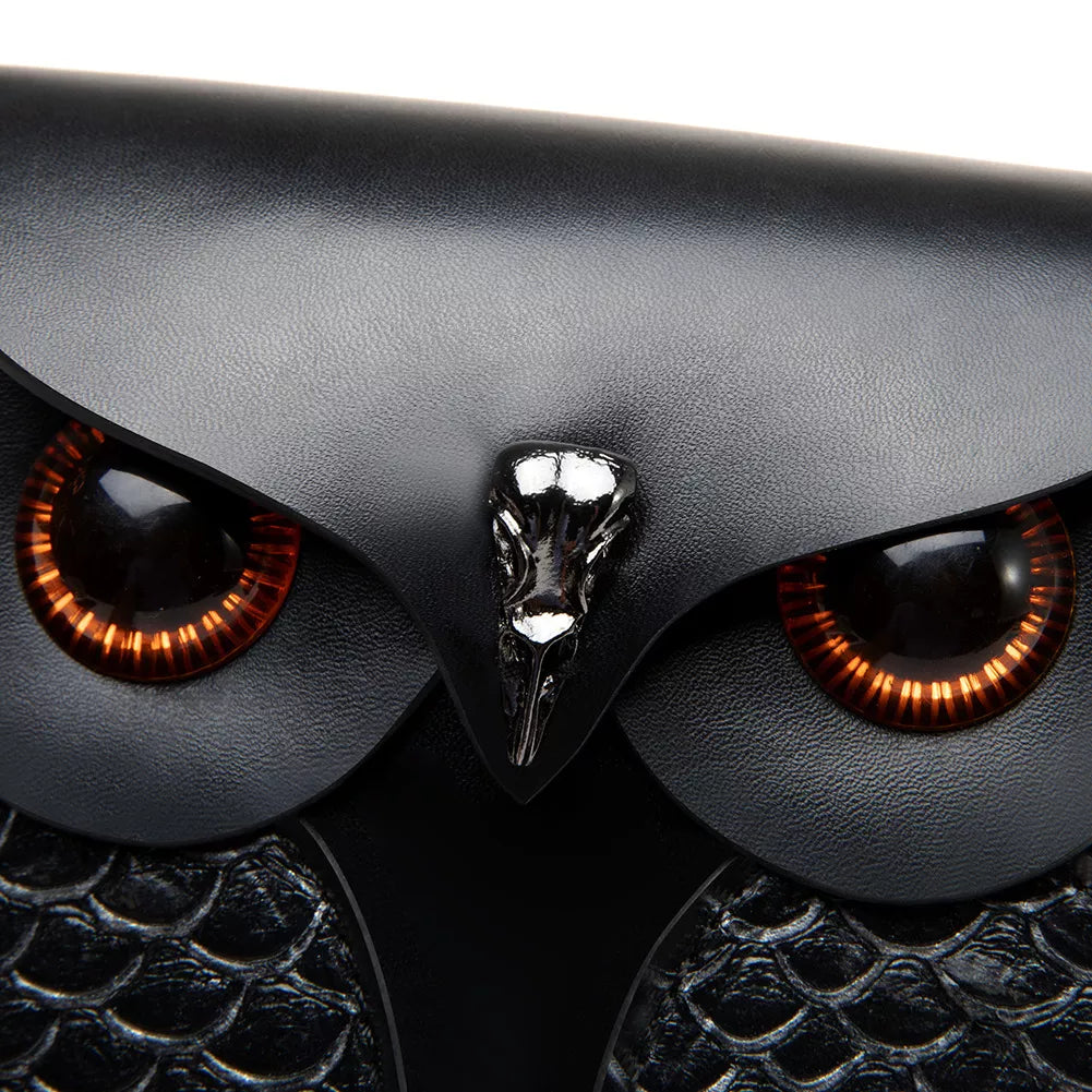 Owl Design Leather Crossbody Bag - Black - View 5