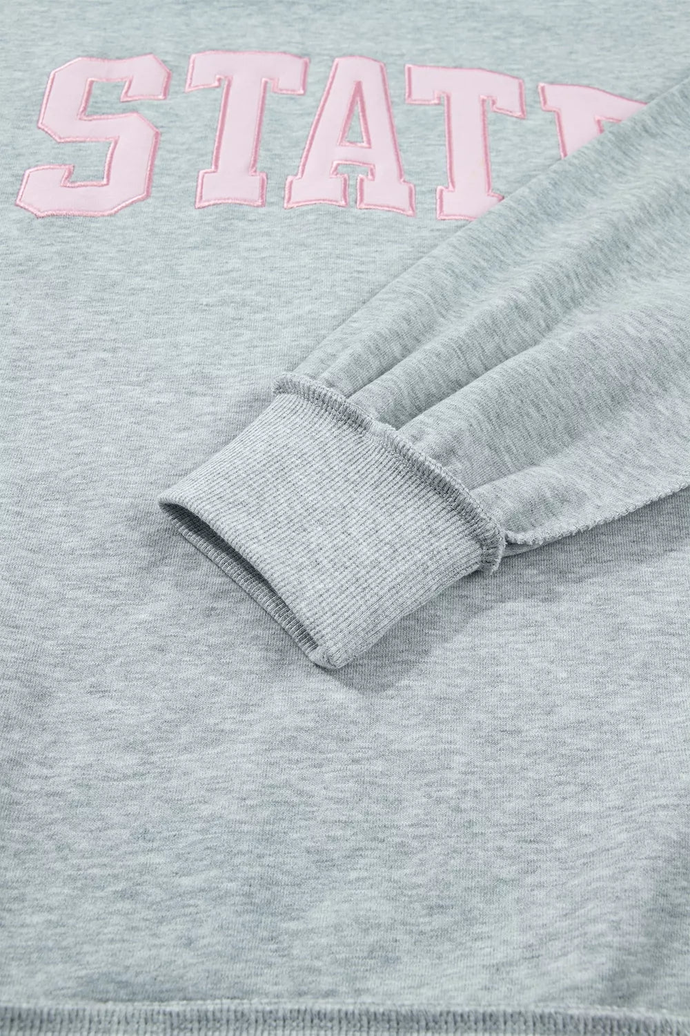 Exposed Seam Mock Neck STATE Letter Graphic Loose Sweatshirt - Gray - View 10