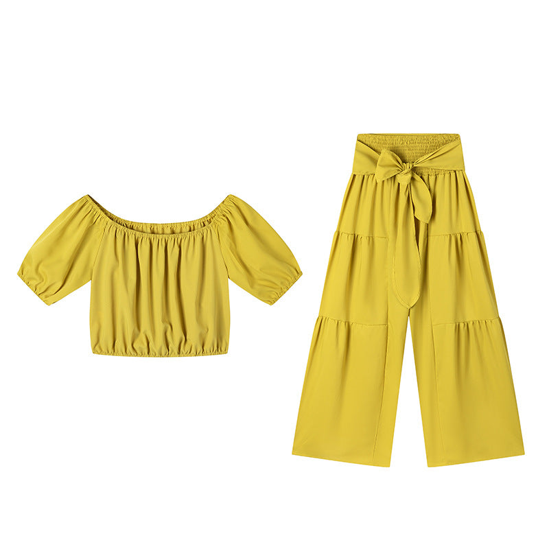Women's Wide-Leg Trousers, Office High-Waist Solid Color Flare Tapered Pants with Belt, Casual Suit