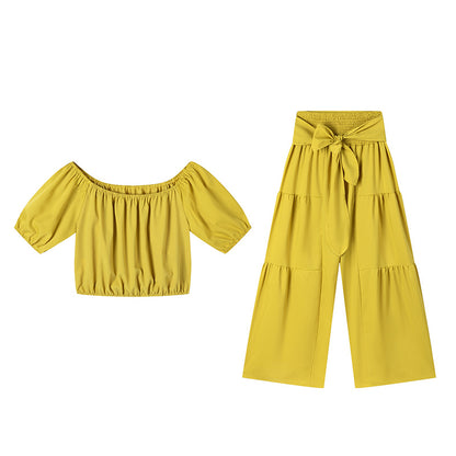 Women's Wide-Leg Trousers, Office High-Waist Solid Color Flare Tapered Pants with Belt, Casual Suit