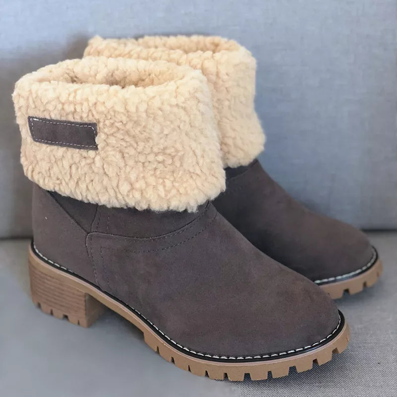 Round Toe Block Heels Boots - Dark Gray - View 16