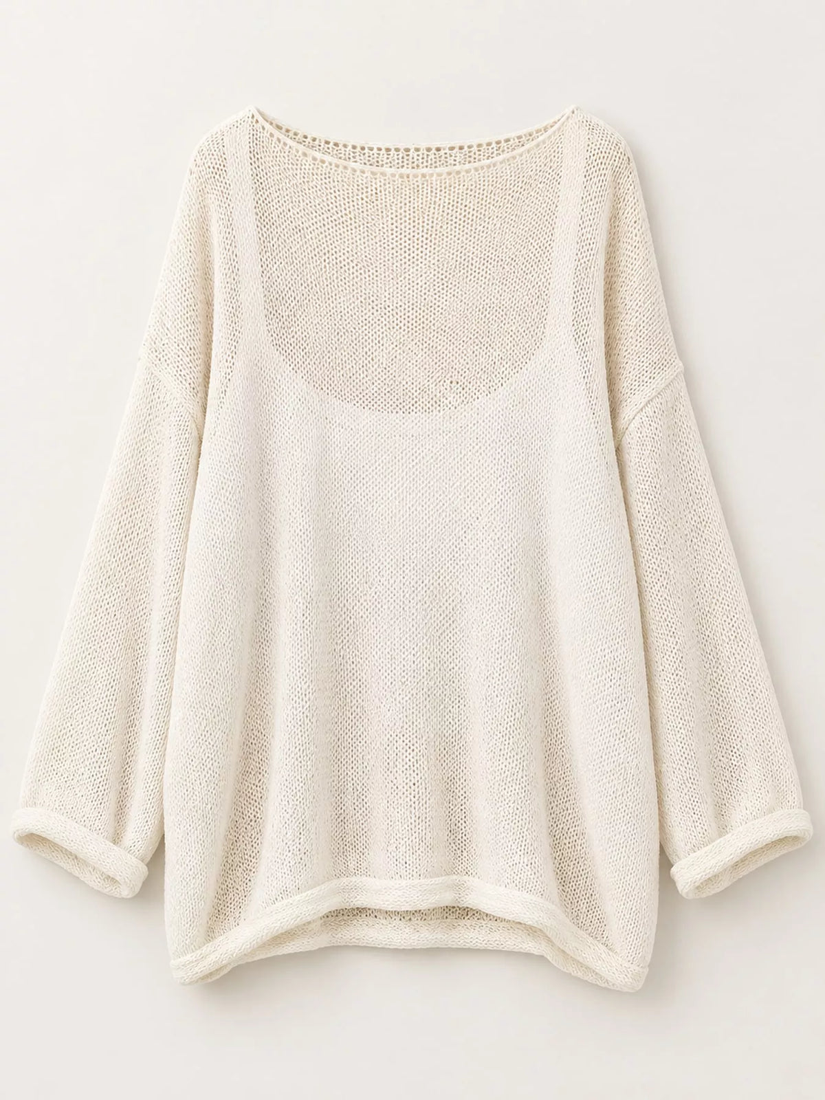 Full Size Sheer Lightweight Knit Top Plus Size - Apricot - View 17