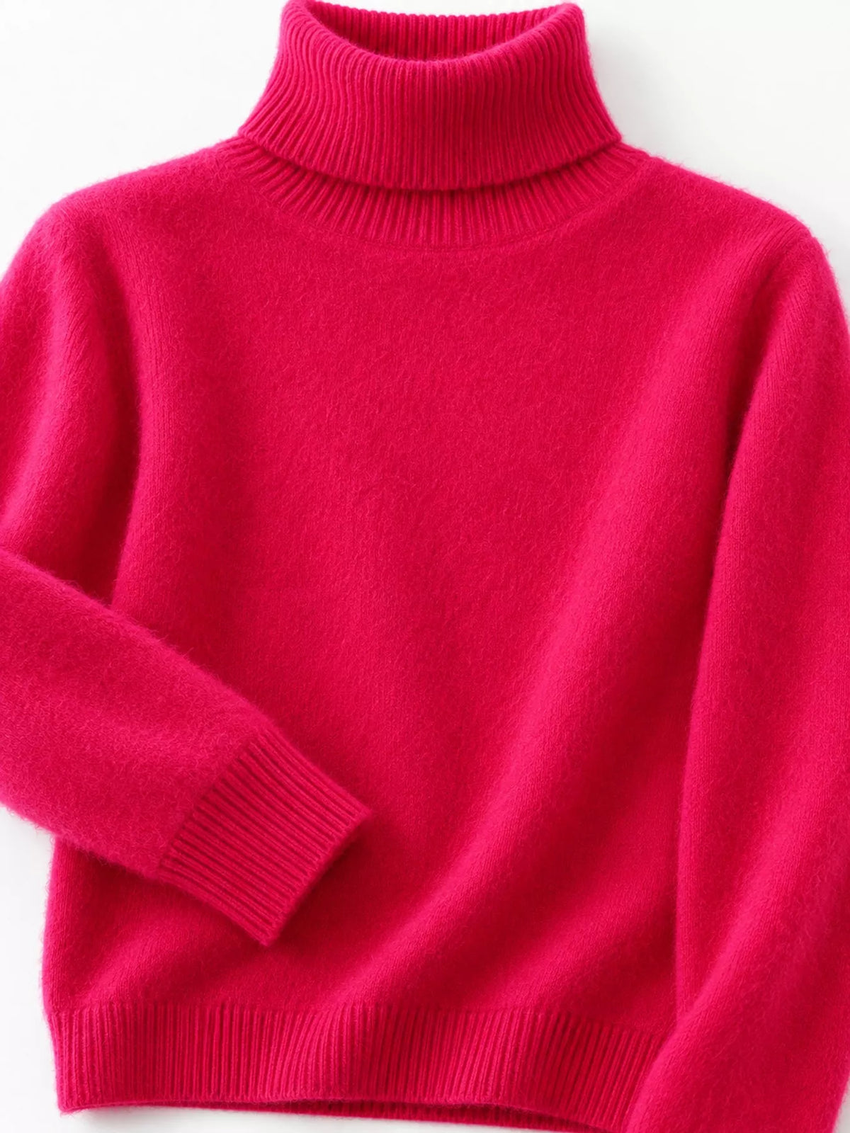 Full Size Turtleneck Long Sleeve Sweater Plus Size - Rose Red - View 45