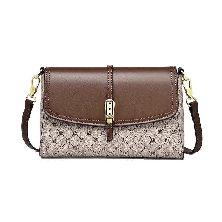 Adjustable Strap Flap Crossbody Bag - Brown - View 2