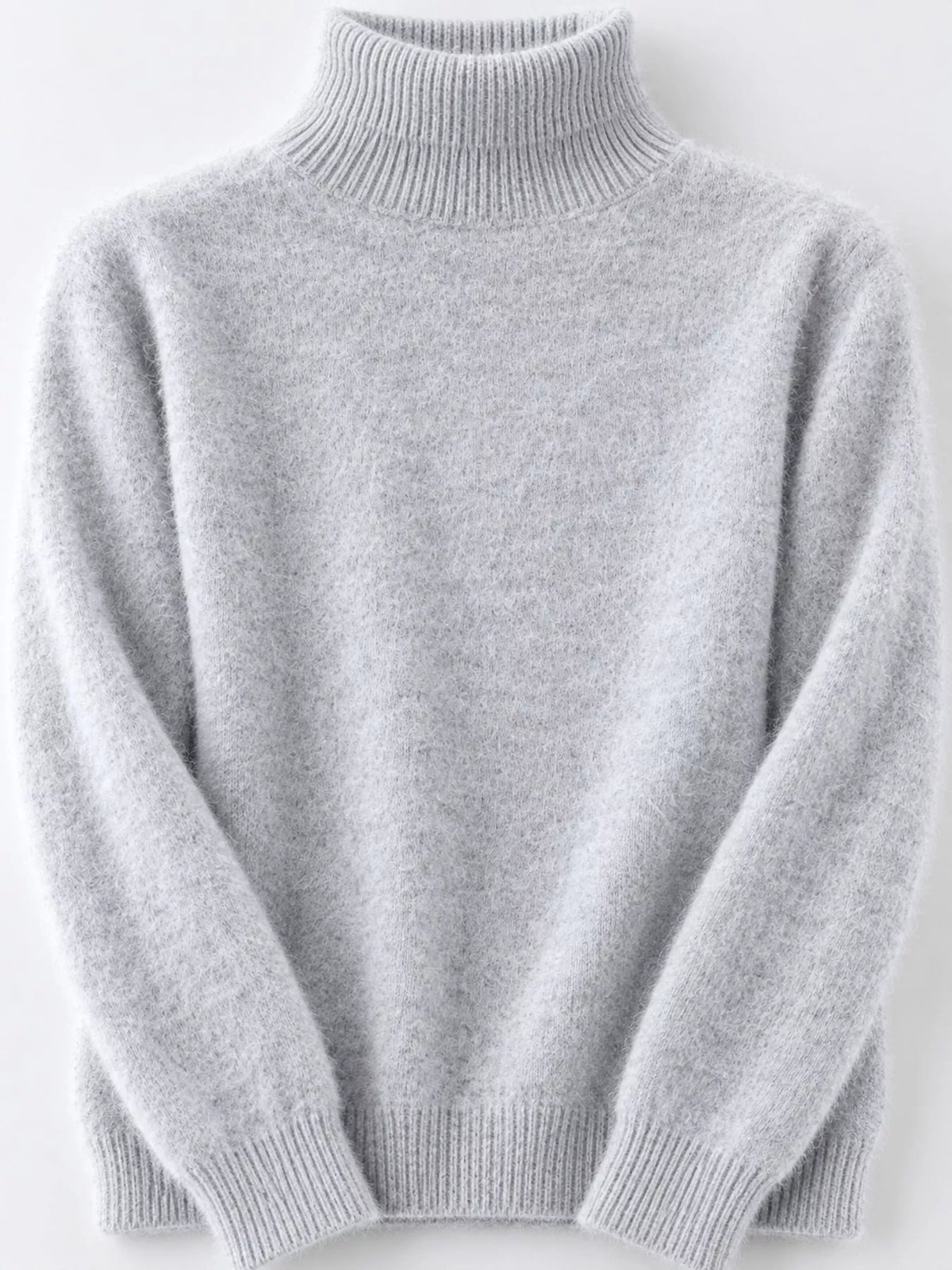 Full Size Turtleneck Long Sleeve Sweater Plus Size - Light Gray - View 15