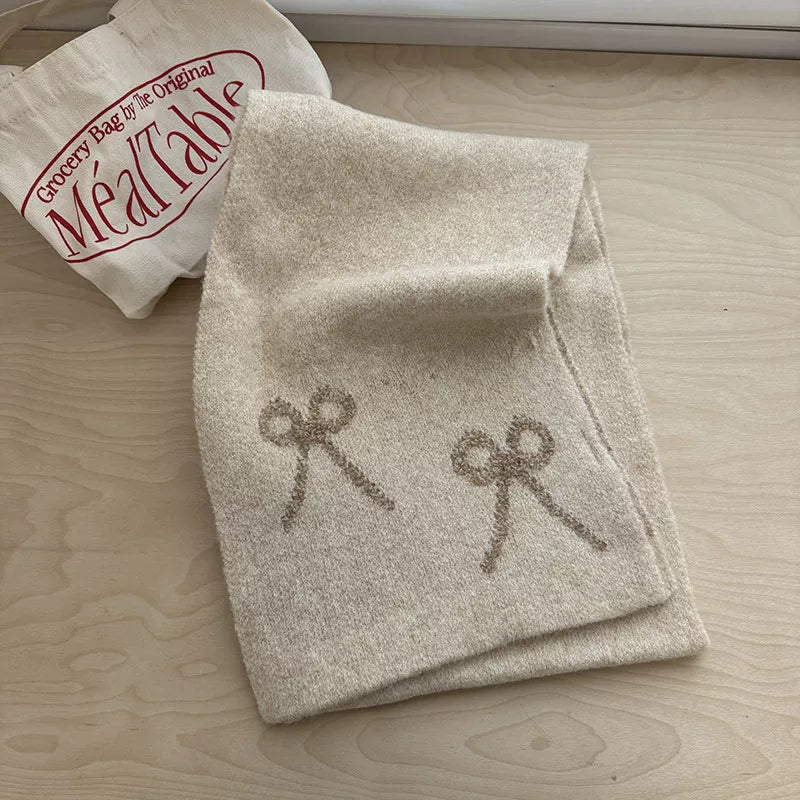 Bow Winter Scarf - Off-white - View 4