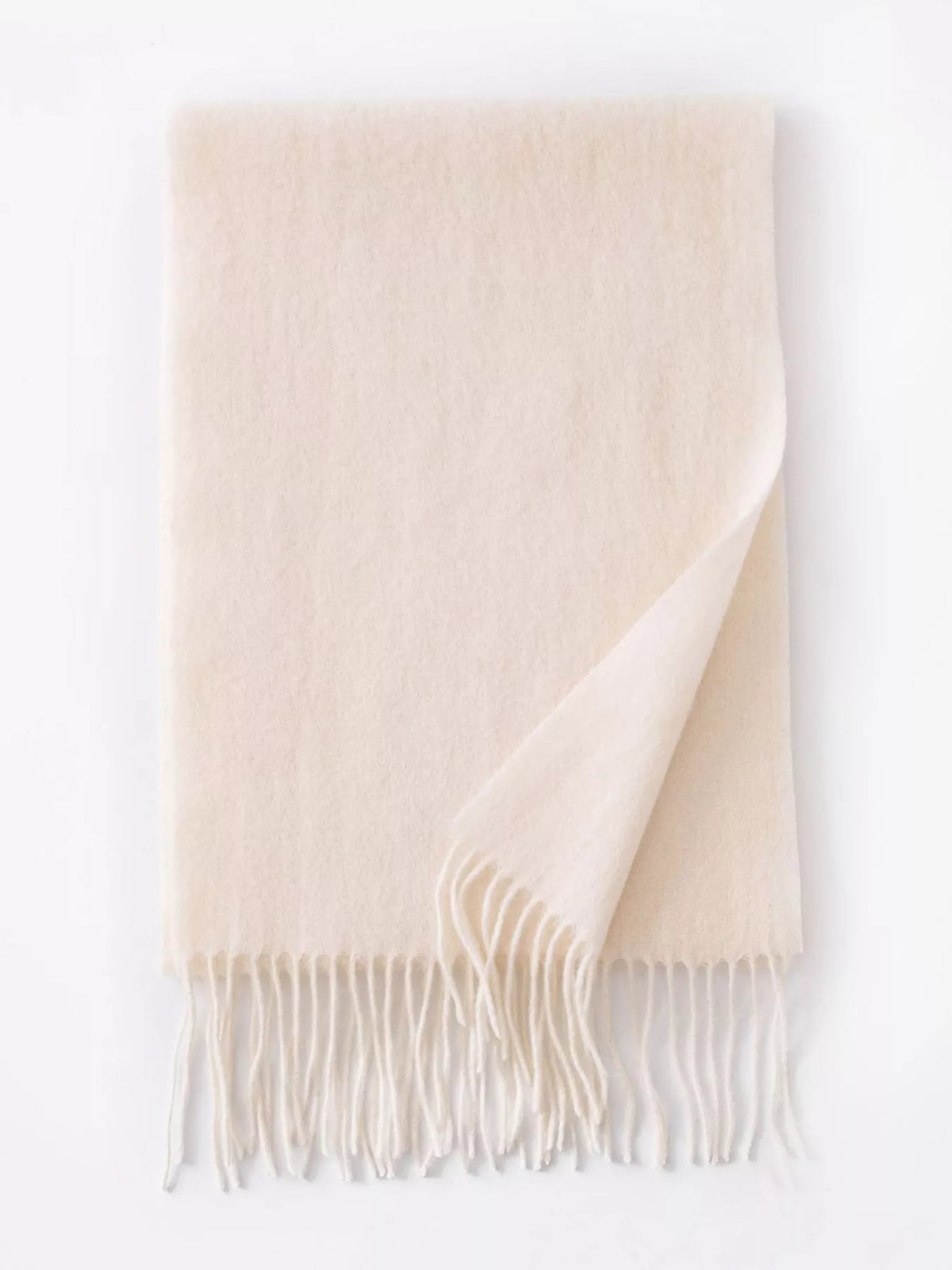 Solid Color Fringe Scarf - Beige - View 4