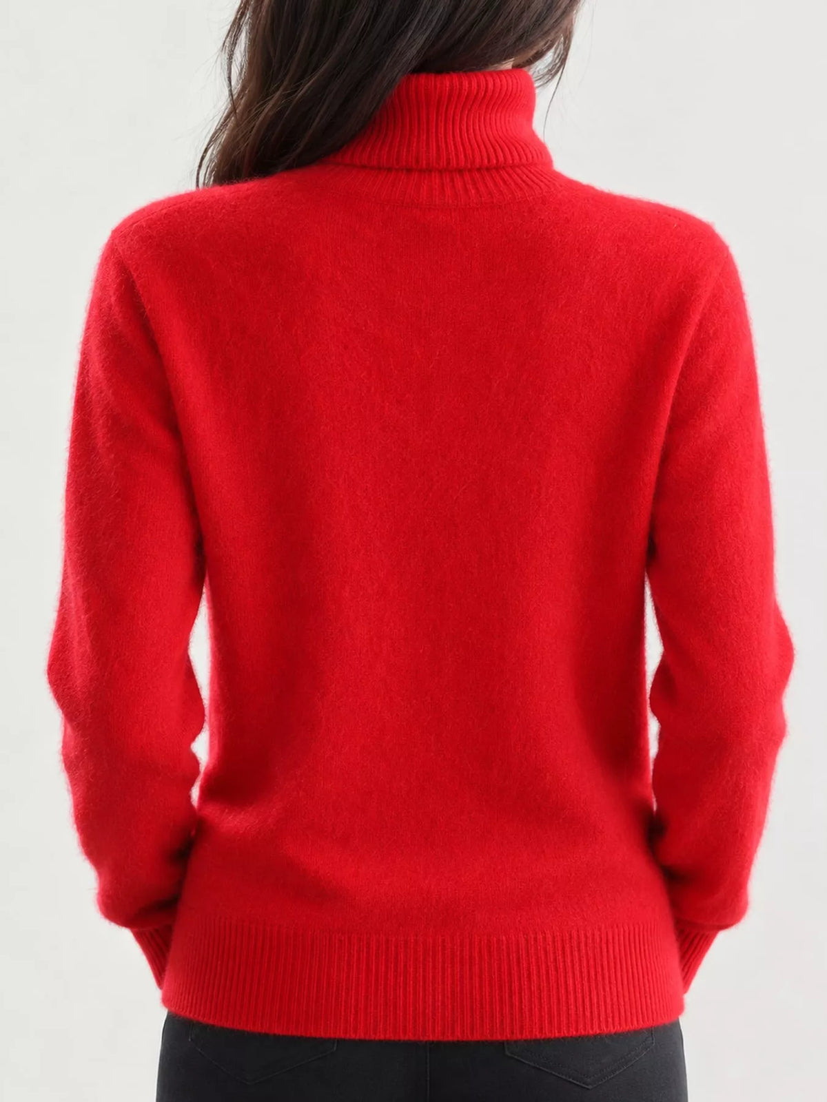 Full Size Turtleneck Long Sleeve Sweater Plus Size - Bright Red - View 86