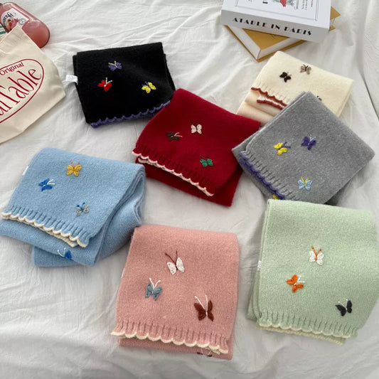 Butterfly Embroidered Knitted Scarf - Product reference - View 1