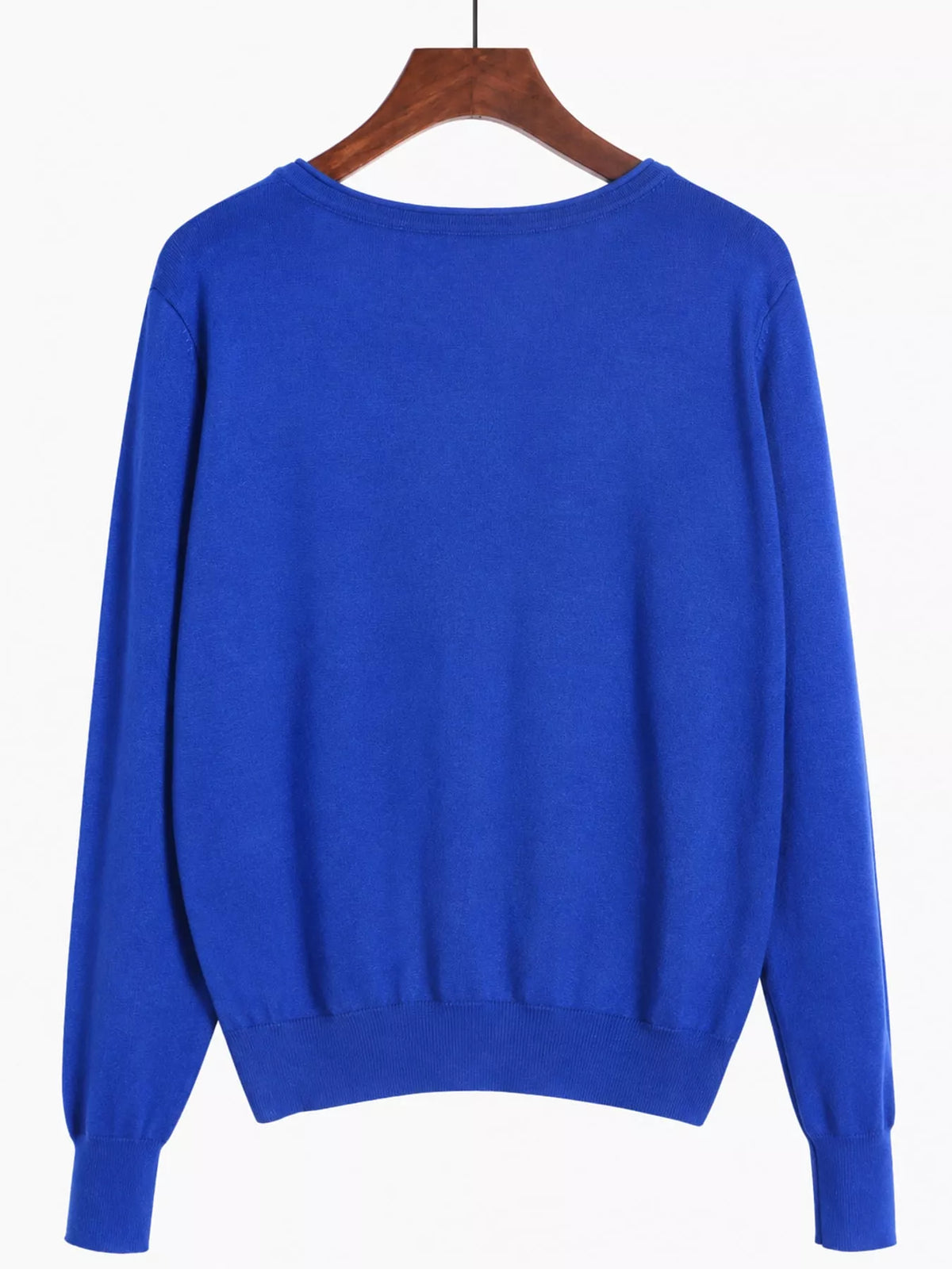 Classic V-Neck Button-Down Knit Cardigan - Royal Blue - View 98