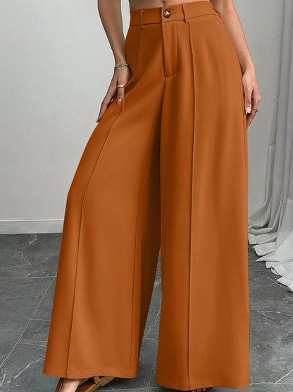 High-Waisted Wide-Leg Pants - Terracotta - View 1