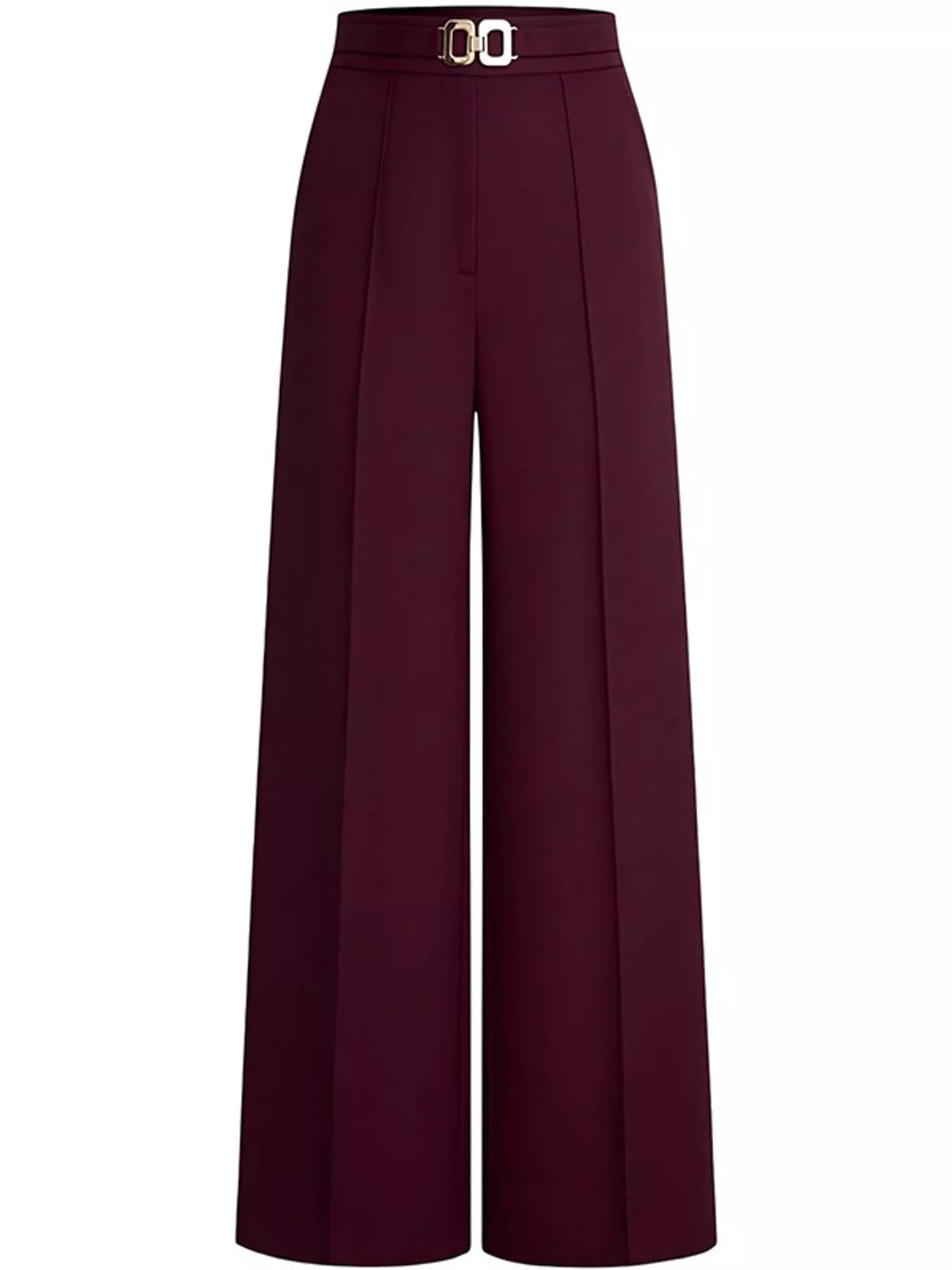 High-Waisted Wide-Leg Pants - Burgundy - View 20