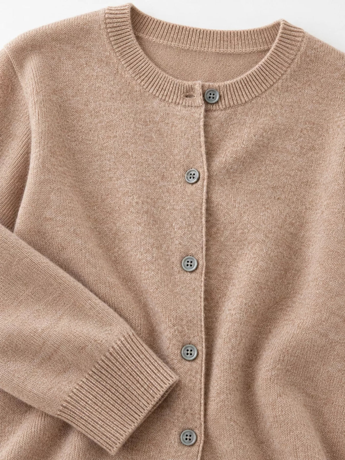 Crew-Neck Button-Down Cardigan - Golden Camel - View 29