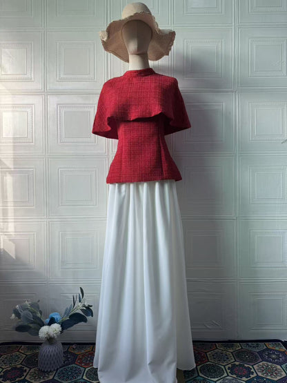 Simple Short Sleeve Long Dress, Elegant Fashion Autumn Set Dress Formal Wear