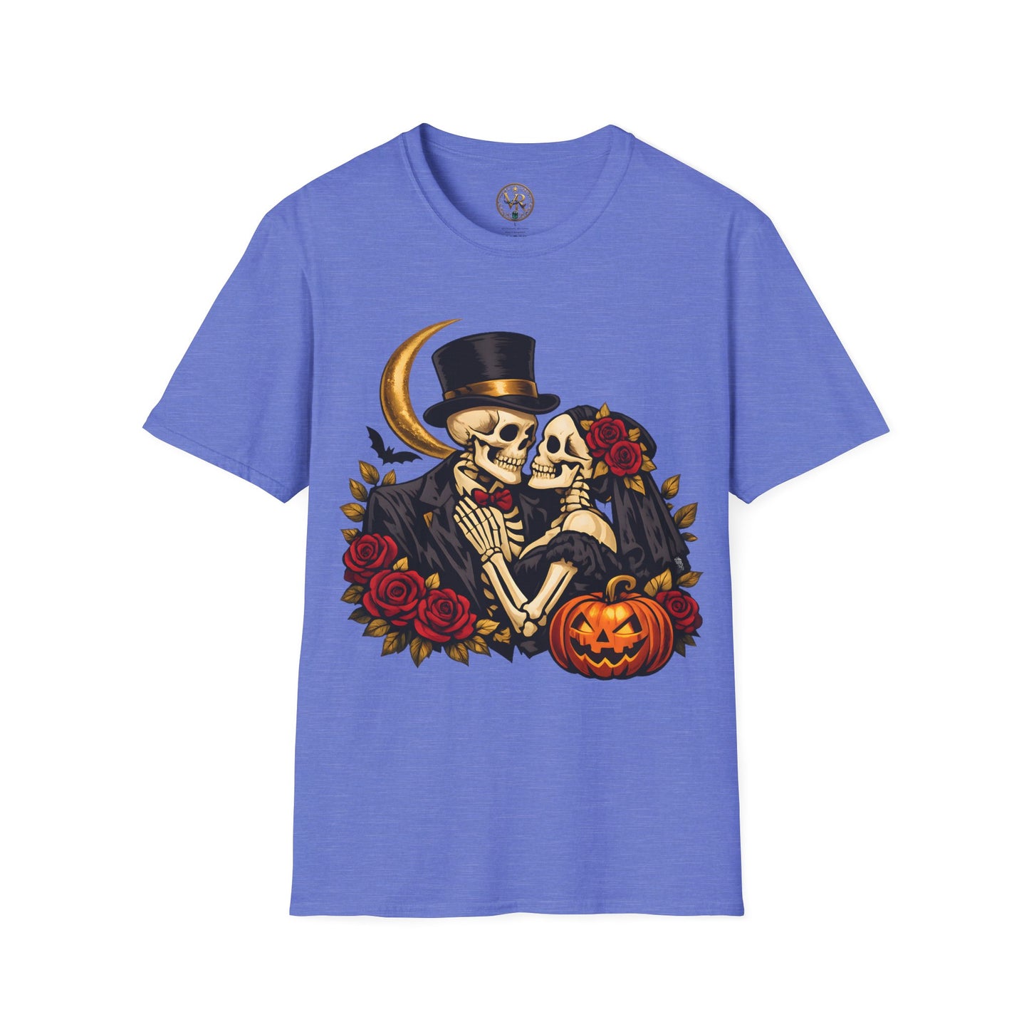 Skeleton Couple Halloween Tee - Heather Royal - product view 1 - Heather Royal
