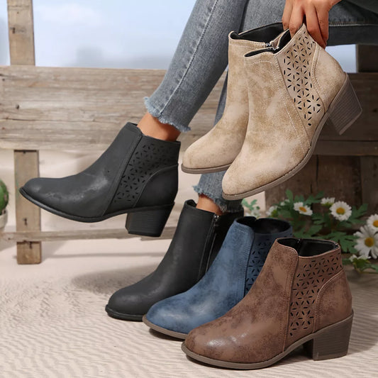Point Toe Block Heels Boots - Color overview - View 1