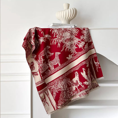 Raw Hem Winter Scarf - Deep Red - View 3