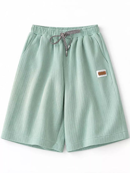 Plus Size Checkerboard Drawstring Casual Shorts - Green - View 2