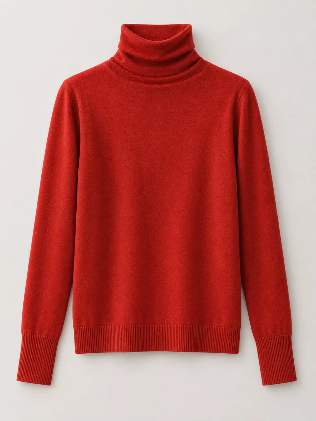 Full Size Slim-Fit Turtleneck Knit Top Plus Size - Vermilion Red - View 30